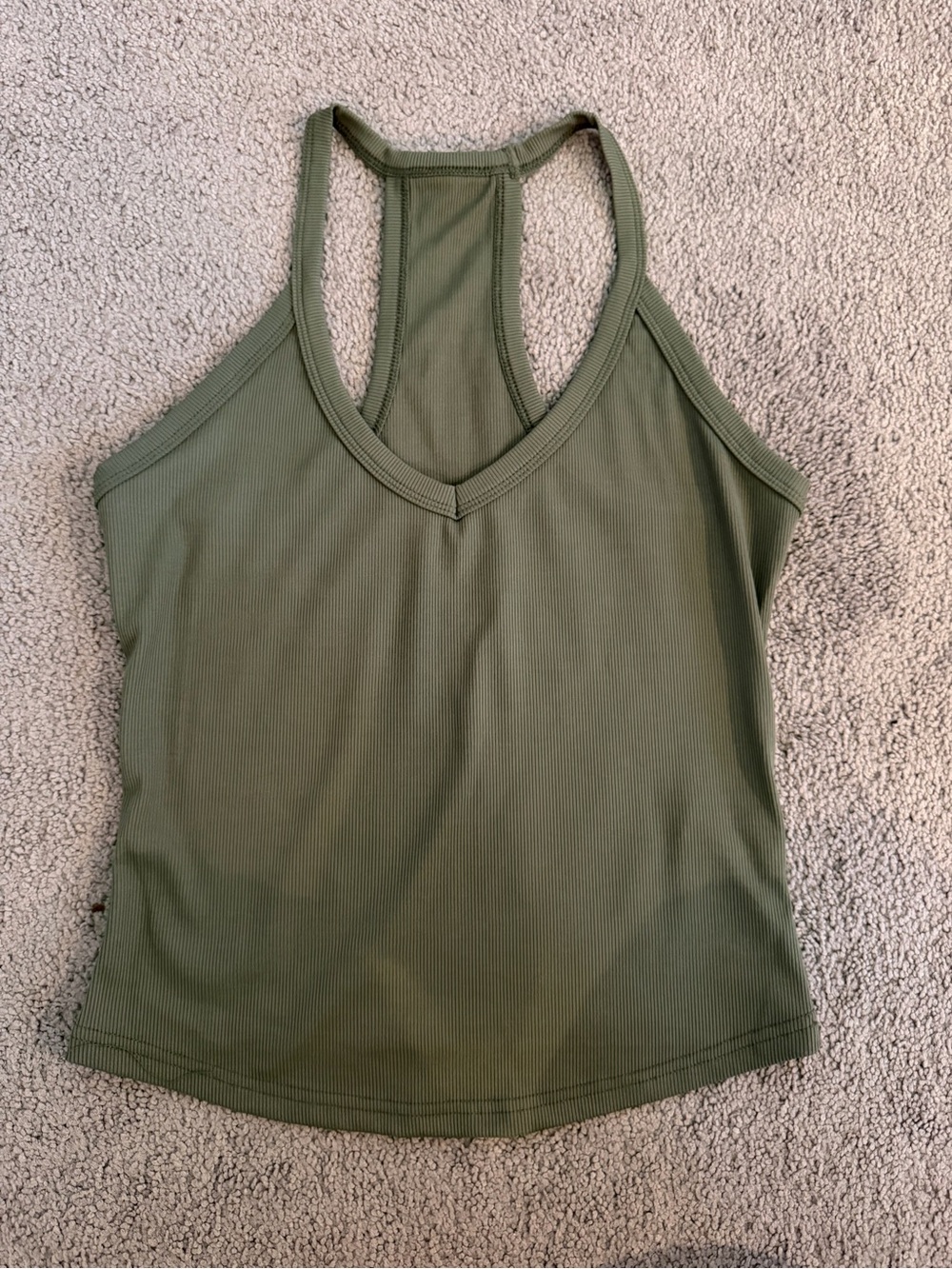 Ribbed Racerback Tank Top - Army Green